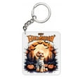 thumbnail image 1 of Mummy Poodle Happy Halloween with Pumpkins Bats Spooky Fun Acrylic Keychain Poodles Dog Lover Gifts Idea Collar Charm Tag Keyring - 00019, 1 of 5