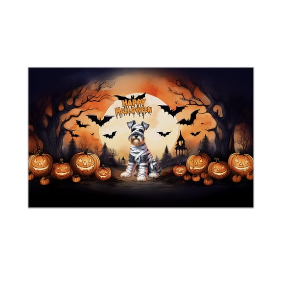 Mummy Schnauzer Happy Halloween with Pumpkins Bats Spooky Fun Doormat Miniature Schnauzer Dog Lover Indoor Outdoor Welcome Mat - 00019