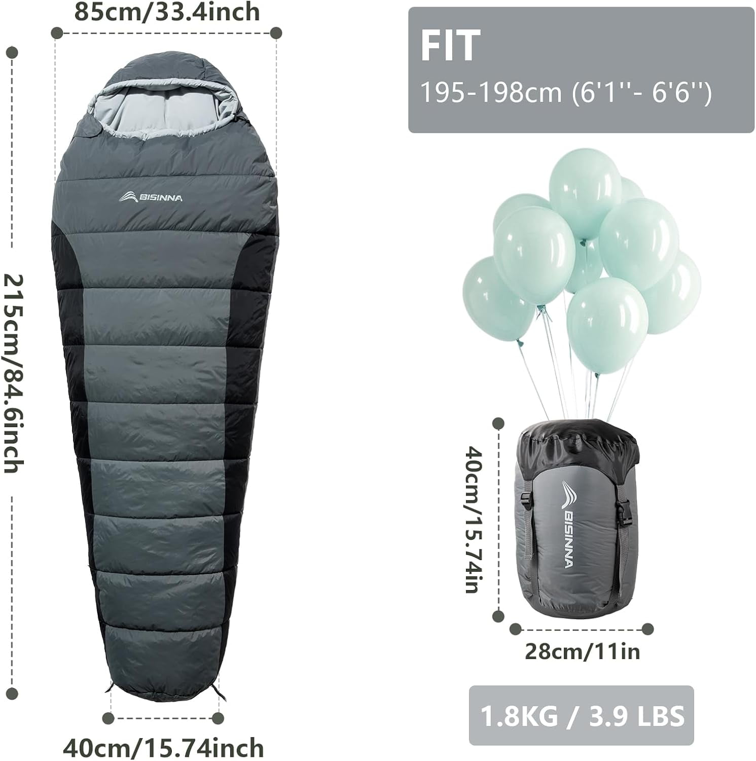 Mummy Sleeping Bag for Adults 14-41 ℉   Cold Weather 3-4 Season Camping Sleeping Bags with Compression Sack for Backpacking Hiking Traveling