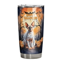 Mummy Sphynx Happy Halloween with Pumpkins Bats Spooky Fun 20oz Stainless Steel Tumbler Insulated Cup with Lid Cat Lover Kitten Owner Gifts Idea - 00019