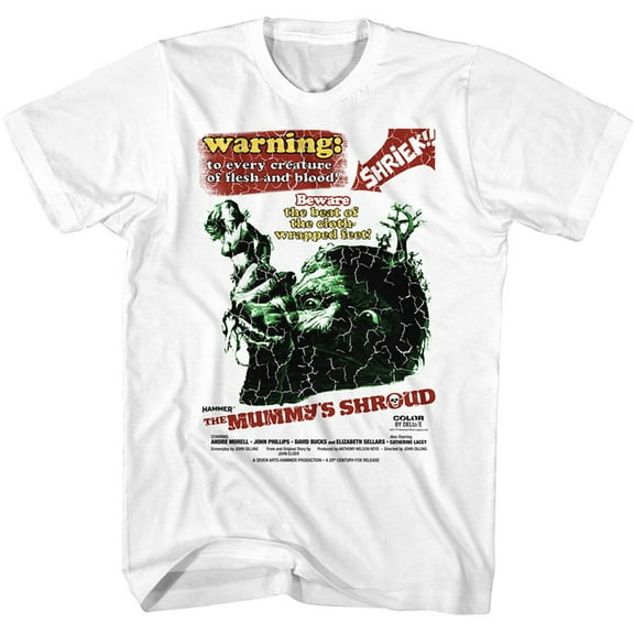 Hammer Horror The Mummys Shroud White Adult T-Shirt 6Xl