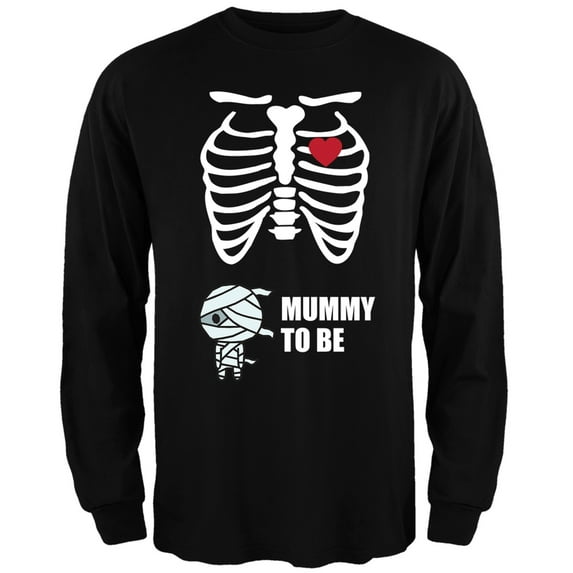 Mummy to Be Baby Pregnant Skeleton Halloween Costume Long Sleeve T-Shirt - 2X-Large