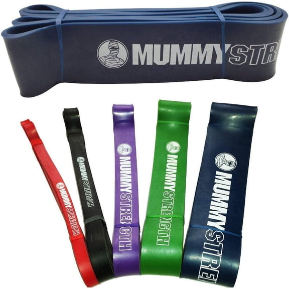 MummyStrength Resistance Bands for Men and Women. The Best Stretch Band for Pull Up Exercise and Powerlifting. Works with Any Pull Up Bar or Station. Single Band. Workout Guide Included