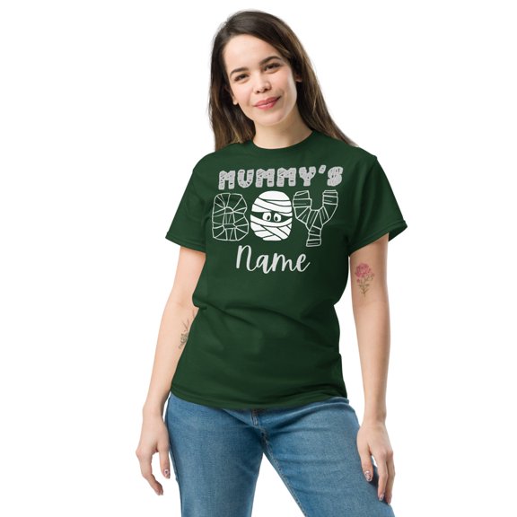 Mummys Boy Halloween T-Shirt for Women, Custom Halloween Tee (Forest Green, S)