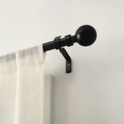 Beruichy 1 inch Heavy Duty Single Adjustable Metal Curtain Rod,Steel Ball Finials,Matte Black, 16-47"