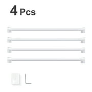 Beruichy 4pcs Adjustable Tension Cafe Curtain Rods with Adhesive Hooks for French Door Window Cupboard Bars,No Drilling Required,White,12-17"