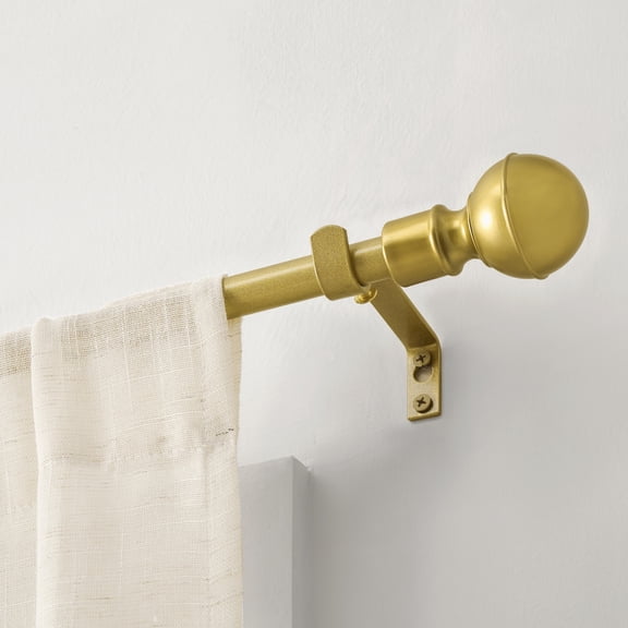 Mumo Modern 5/8 inch Heavy Duty Metal Adjustable Curtain Rod with Classic Ball Finial, Golden, 16 - 47"