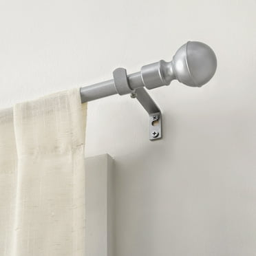 Mumo 5/8 inch Heavy Duty Metal Adjustable Curtain Rod with Classic Ball Finial, Silvery, 16 - 47"