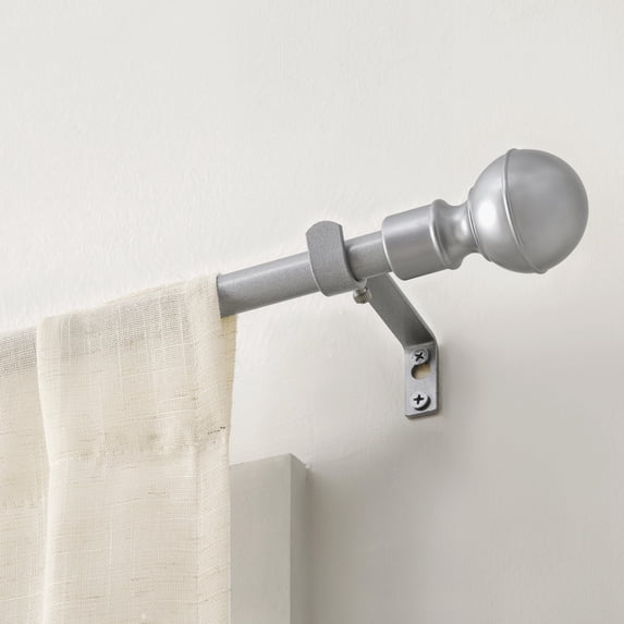 Mumo Modern 5/8 inch Heavy Duty Metal Adjustable Curtain Rod with Classic Ball Finial, Silvery, 16 - 94"