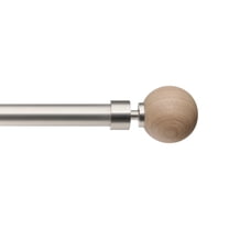 Muuphra Modern 1" Bright Brushed Nickle Wood Ball Adjustable Single Curtain Rods,30"-60"