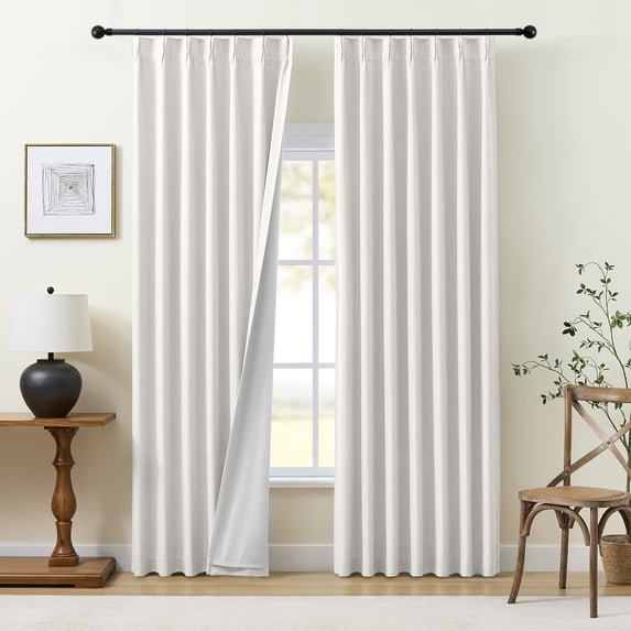 Muuphra Modern Natural White Full Blackout Pinch Pleated Curtains for Bedroom Living Room,2 Panels,40"×84"