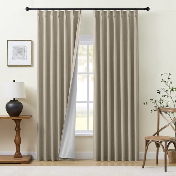 Muuphra Modern Linen Full Blackout Pinch Pleated Curtains for Bedroom Living Room,2 Panels,40"×84"