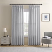 Muuphra Pinch Pleated Light Filtering Linen Blended Curtains with Metal Rings and Hooks for Living Room Bedroom,2 Panels,Gray,40"×95"