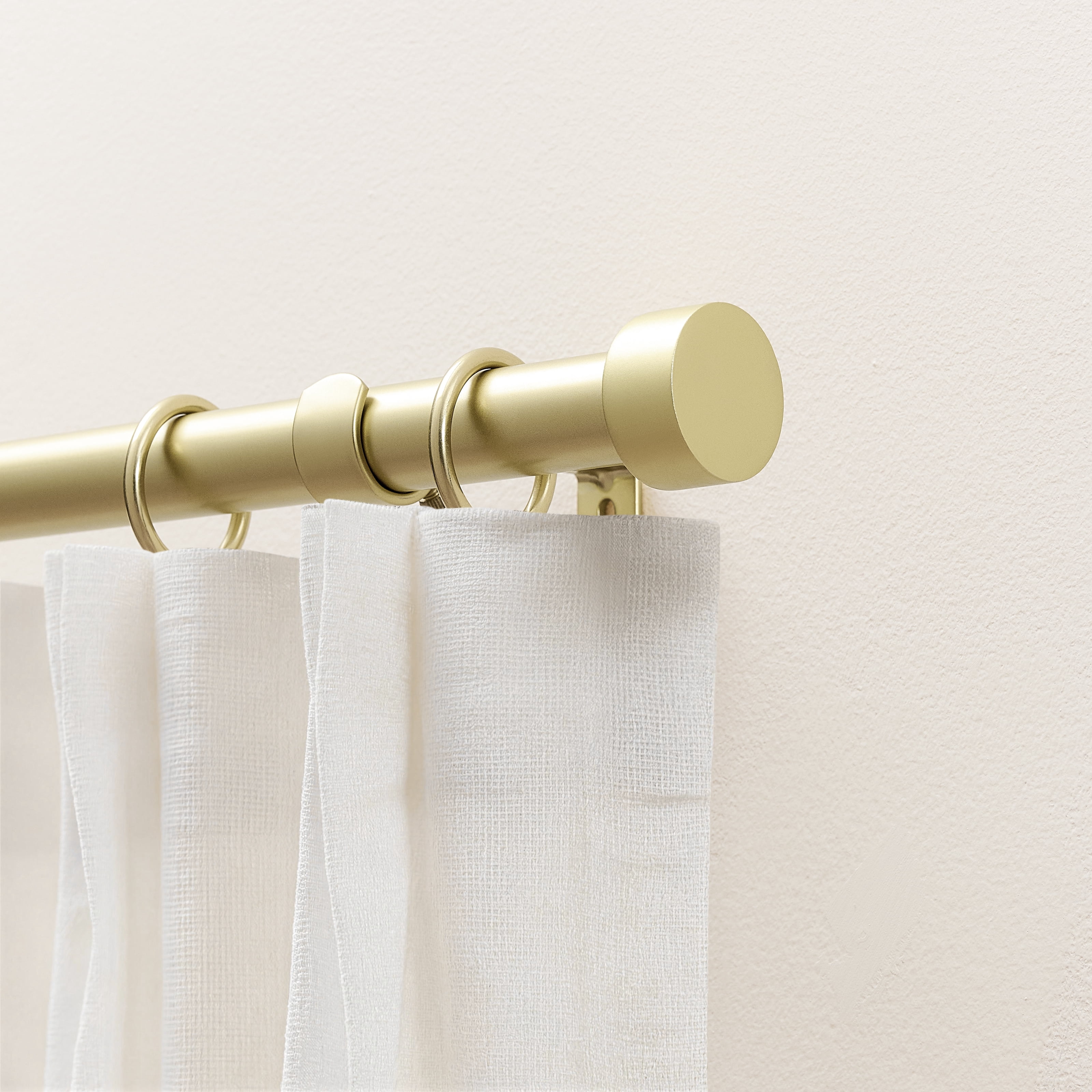 Muuphra Modern 1" Matte Gold End Cap Adjustable Single Curtain Rods,30"-60"