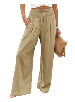 Joinnvt Women's High Waist Buttons Pockets Drawstring Wide Leg Pants -  Walmart.com