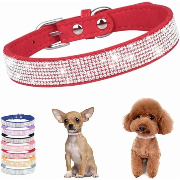 Mumup 1Pack Dog Collar for Extra Dogs ,Rhinestone Bling Diamond Sparkly Crystal Jewel Cute Adjustable for Small Medium Large Girl Puppy Cat Collars Female Pet Kitten