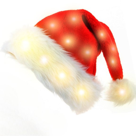 Mumup 1Pack Hat Light Up Christmas Hats Adults for Women Men,Red Unisex Velvet Comfort Xmas Party Holiday New Year Headwear