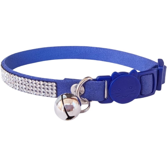 Mumup 1Pack Rhinestone Cat Collar Breakaway with Bell Safety Buckle, Adjustable Diamond Girl Boy Kitty Cute Comfy Collar for Kitten Tiny Little Pets Rabbits