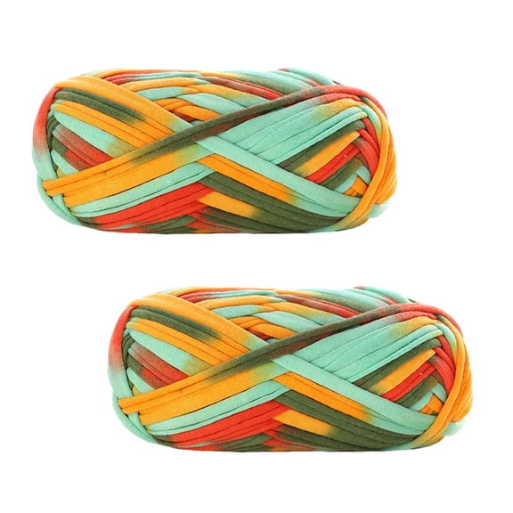 Mumup 2 Pack of Colorful Knitting Yarn Fabric Crochet Cloth T-Shirt Yarn for DIY Knitted Fabric Art Basket Bag 200g