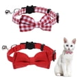 thumbnail image 1 of Mumup 2 Pcs Red Cat Collar for Boy Girl Cats Breakaway Cat Collars with Bell Cute Christmas Kitten Bow Tie Collar Adjustable Small Puppy Safety Collar Solid Color Plaid Pet Collar, 1 of 7