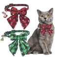 thumbnail image 1 of Mumup 2Pack Christmas Cat Collars Breakaway with Stylish Bow, 2 Pack Red Green Plaid Xmas Kitten Collar with Bell, Removable Bowtie Christmas Collar for Cats, 1 of 6