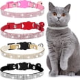 thumbnail image 1 of Mumup 4 Pieces Rhinestones Cat Collars Breakaway Cat Collar with Bell Bling Pet Accessories with Soft Velvet, 1 of 6