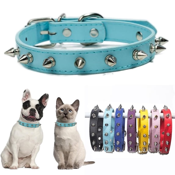 Mumup Black Spiked Dog Collar for Small Dogs,Mushrooms Rivet Spike Cat Collar Female Girls Soft Pu Leather Studded Spiked Puppy Collars Adjustable for XS S M Pet Collars Male Boys Kitten