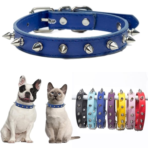 Mumup Black Spiked Dog Collar for Small Dogs,Mushrooms Rivet Spike Cat Collar Female Girls Soft Pu Leather Studded Spiked Puppy Collars Adjustable for XS S M Pet Collars Male Boys Kitten