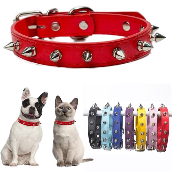 Mumup Black Spiked Dog Collar for Small Dogs,Mushrooms Rivet Spike Cat Collar Female Girls Soft Pu Leather Studded Spiked Puppy Collars Adjustable for XS S M Pet Collars Male Boys Kitten