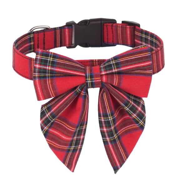 Mumup Christmas Dog Collar with Bow, Adjustable Cotton Stripe Bowtie Dog Christmas Collars for Small Medium Large Dogs Pets