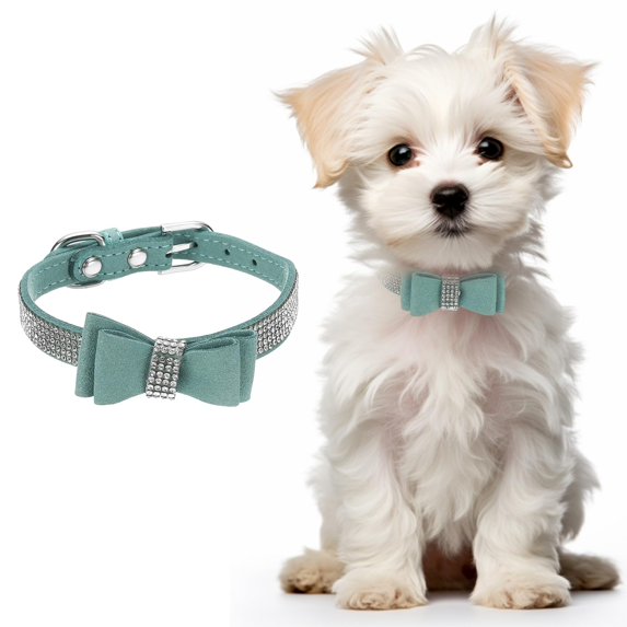 Mumup Cute Dog Collar with Bling Rhinestone, Bling Dog Collar Adjustable Leather Diamond Sparkling Jewel Accessories Intended for Teacup/Cat/Small Medium Large Pet