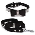 thumbnail image 1 of Mumup Dazzling Rhinestone Dog Collar with Soft Fabric and Crystal Bow Tie - Elegant and Glamorous Puppy Collars for Small Dogs with Leash, 1 of 5