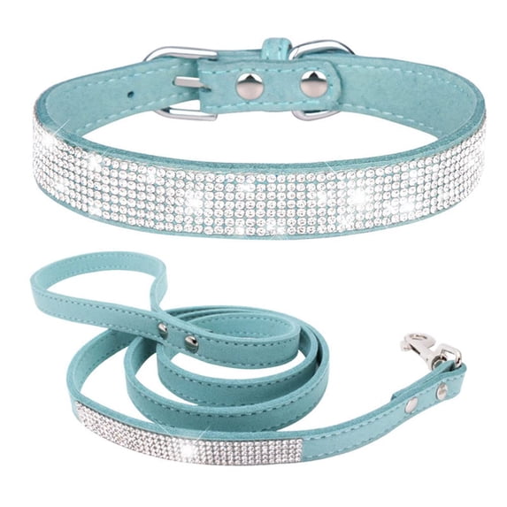 Mumup Dog Collar and Leash Set for Small Dogs, Pretty Rhinestone Bling Puppy Collar Fancy Crystal Glitter Jewel Girl Cat Collars for XXS XS Small Medium Female Pet Dogs