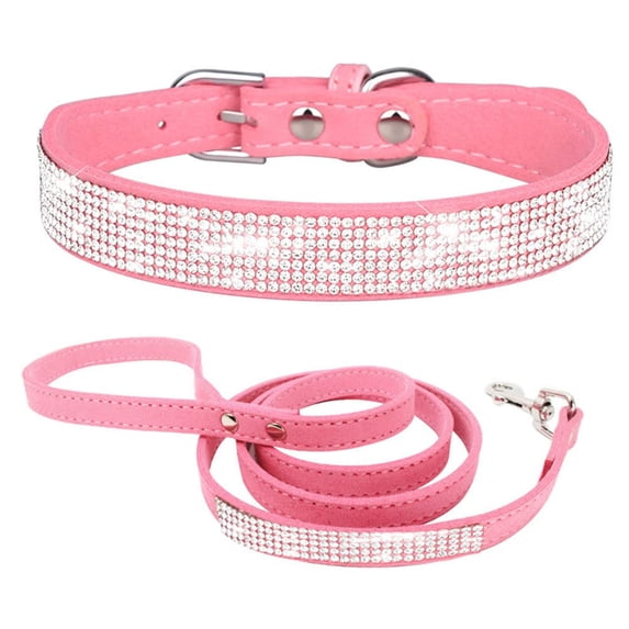 Mumup Dog Collar and Leash Set for Small Dogs, Pretty Rhinestone Bling Puppy Collar Fancy Crystal Glitter Jewel Girl Cat Collars for XXS XS Small Medium Female Pet Dogs