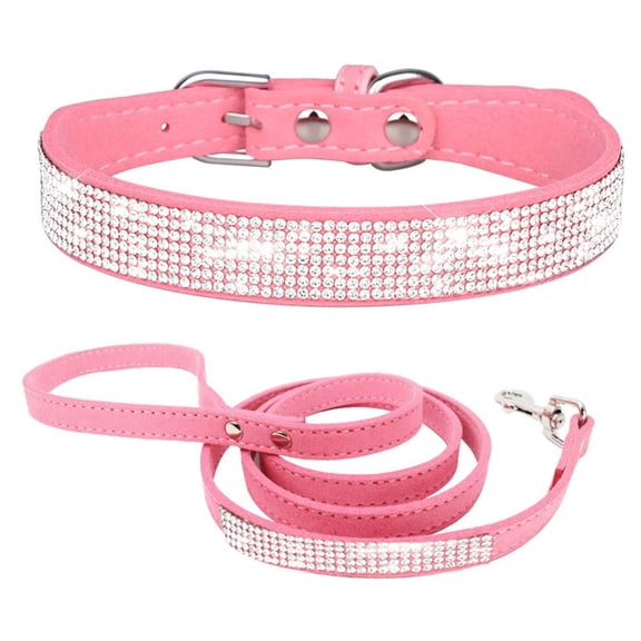 Mumup Dog Collar and Leash Set for Small Dogs, Pretty Rhinestone Bling Puppy Collar Fancy Crystal Glitter Jewel Girl Cat Collars for XXS XS Small Medium Female Pet Dogs