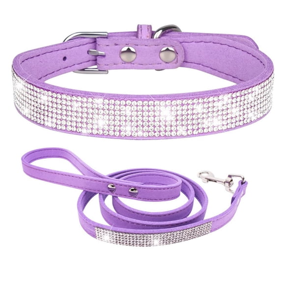 Mumup Dog Collar and Leash Set for Small Dogs, Pretty Rhinestone Bling Puppy Collar Fancy Crystal Glitter Jewel Girl Cat Collars for XXS XS Small Medium Female Pet Dogs
