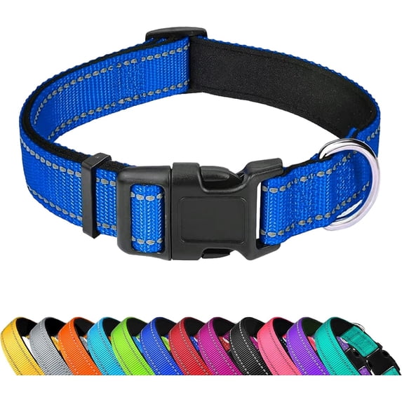 Mumup Reflective Dog Collar, Adjustable Soft Neoprene Padded Nylon Pet Collars with Buckle for Medium Dogs