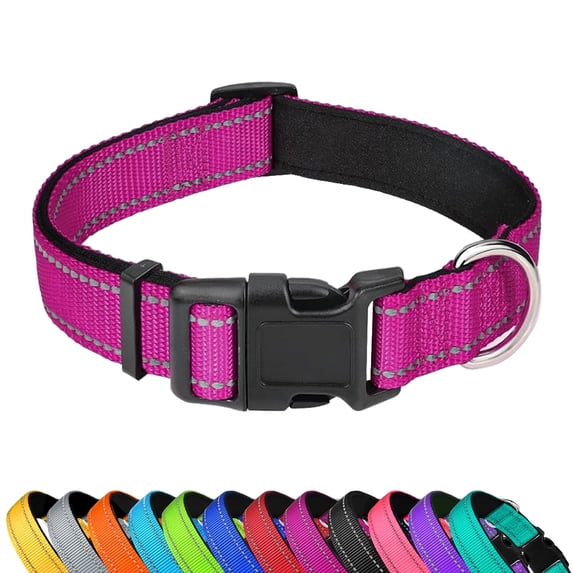 Mumup Reflective Dog Collar, Adjustable Soft Neoprene Padded Nylon Pet Collars with Buckle for Medium Dogs