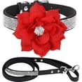 thumbnail image 1 of Mumup Rhinestone Bling Leather Dog Collar and Leash Set, Cute Dazzling Sparkling Soft Velvet Dog Cat Collar Crystal Diamond Puppy Collar, 1 of 4