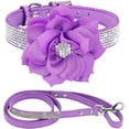thumbnail image 1 of Mumup Rhinestone Bling Leather Dog Collar and Leash Set, Cute Dazzling Sparkling Soft Velvet Dog Cat Collar Crystal Diamond Puppy Collar, 1 of 4