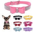 thumbnail image 1 of Mumup Rhinestone Bowtie Dog Collar for Girls Boys,Cute Dazzling Sparkling Soft Suede Leather Pretty Bling Cat Collars Crystal Diamond Pet for Small Medium Large Puppy Kitty Female Male, 1 of 6