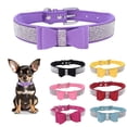 thumbnail image 1 of Mumup Rhinestone Bowtie Dog Collar for Girls Boys,Cute Dazzling Sparkling Soft Suede Leather Pretty Bling Cat Collars Crystal Diamond Pet for Small Medium Large Puppy Kitty Female Male, 1 of 6