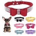 thumbnail image 1 of Mumup Rhinestone Bowtie Dog Collar for Girls Boys,Cute Dazzling Sparkling Soft Suede Leather Pretty Bling Cat Collars Crystal Diamond Pet for Small Medium Large Puppy Kitty Female Male, 1 of 6