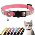 thumbnail image 1 of Mumup Rhinestone Cat Collar Breakaway, Soft Velvet Cat Collars with Bell, Adjustable Comfortable Cats Collar, 7.5-12.5 Inch for Cat, Kittens and Puppies, 1 of 7
