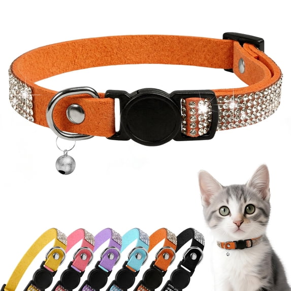 Mumup Rhinestone Cat Collar Breakaway, Soft Velvet Cat Collars with Bell, Adjustable Comfortable Cats Collar, 7.5-12.5 Inch for Cat, Kittens and Puppies