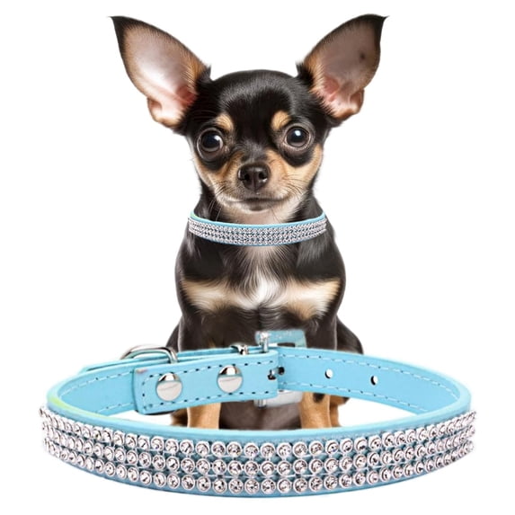 Mumup Rhinestone Dog Collars for Small Dogs, Pink Pu Leather Fancy Diamond Bling Cat Collar, Glitter Crystal Jeweled Girl Puppy Collars for Female Pet Dogs