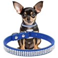 thumbnail image 1 of Mumup Rhinestone Dog Collars for Small Dogs, Pink Pu Leather Fancy Diamond Bling Cat Collar, Glitter Crystal Jeweled Girl Puppy Collars for Female Pet Dogs, 1 of 4