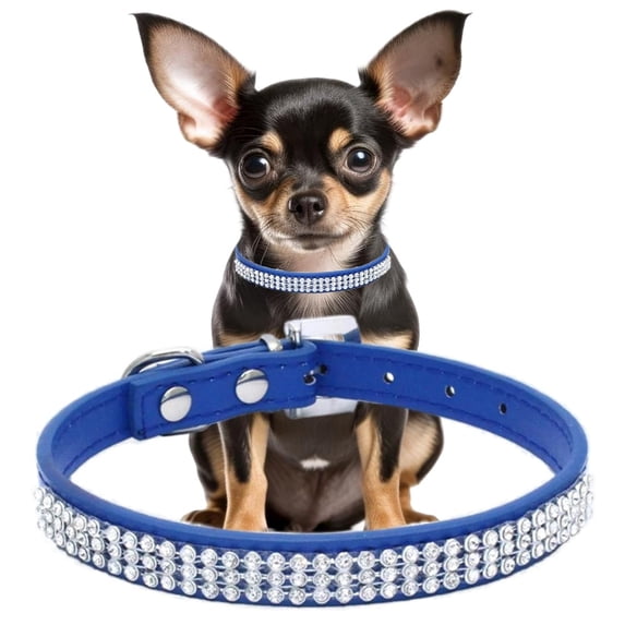 Mumup Rhinestone Dog Collars for Small Dogs, Pink Pu Leather Fancy Diamond Bling Cat Collar, Glitter Crystal Jeweled Girl Puppy Collars for Female Pet Dogs