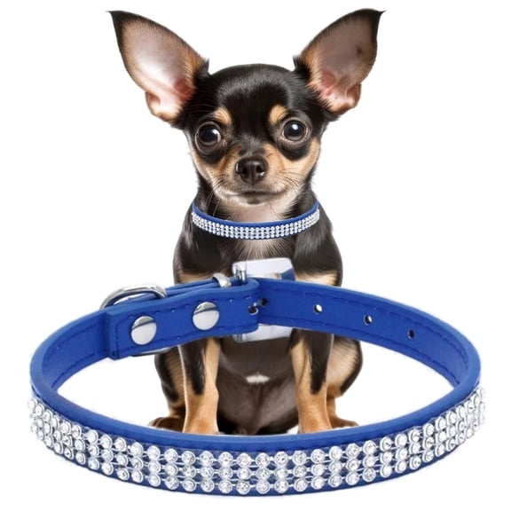 Mumup Rhinestone Dog Collars for Small Dogs, Pink Pu Leather Fancy Diamond Bling Cat Collar, Glitter Crystal Jeweled Girl Puppy Collars for Female Pet Dogs