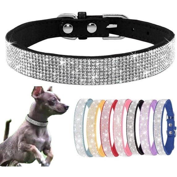 Mumup Small Dog Collar, Bling Rhinestone Diamond Fancy Crystal Glitter Pretty Jewel Pet Puppy Collars for XXS XS Small Medium Large Breed Girl Female Dogs Cats